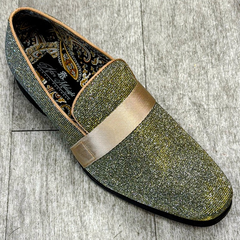 Men Shoes Green Spiked Loafers Green And Gold Dress Shoes Hot