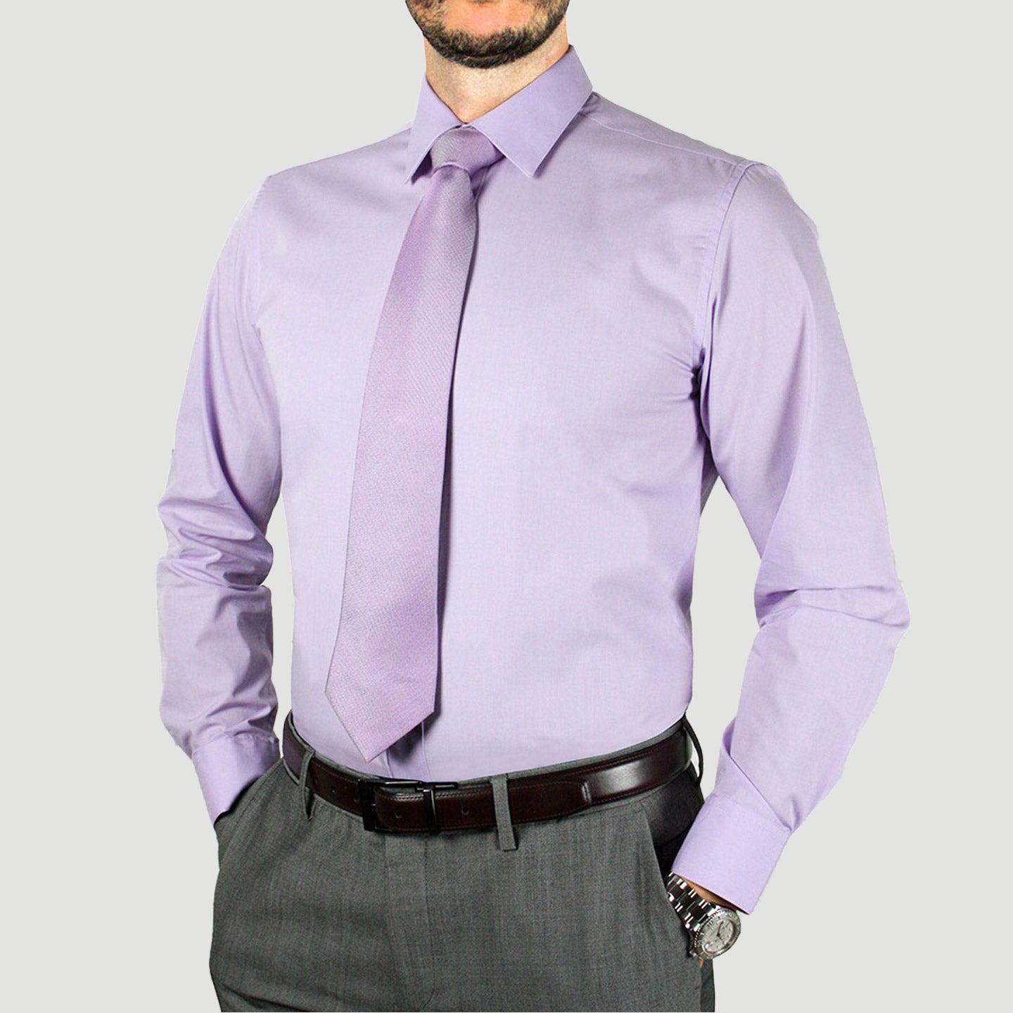 ARTURO Modern Fit Long Sleeve Lilac Dress Shirt – Unique Design