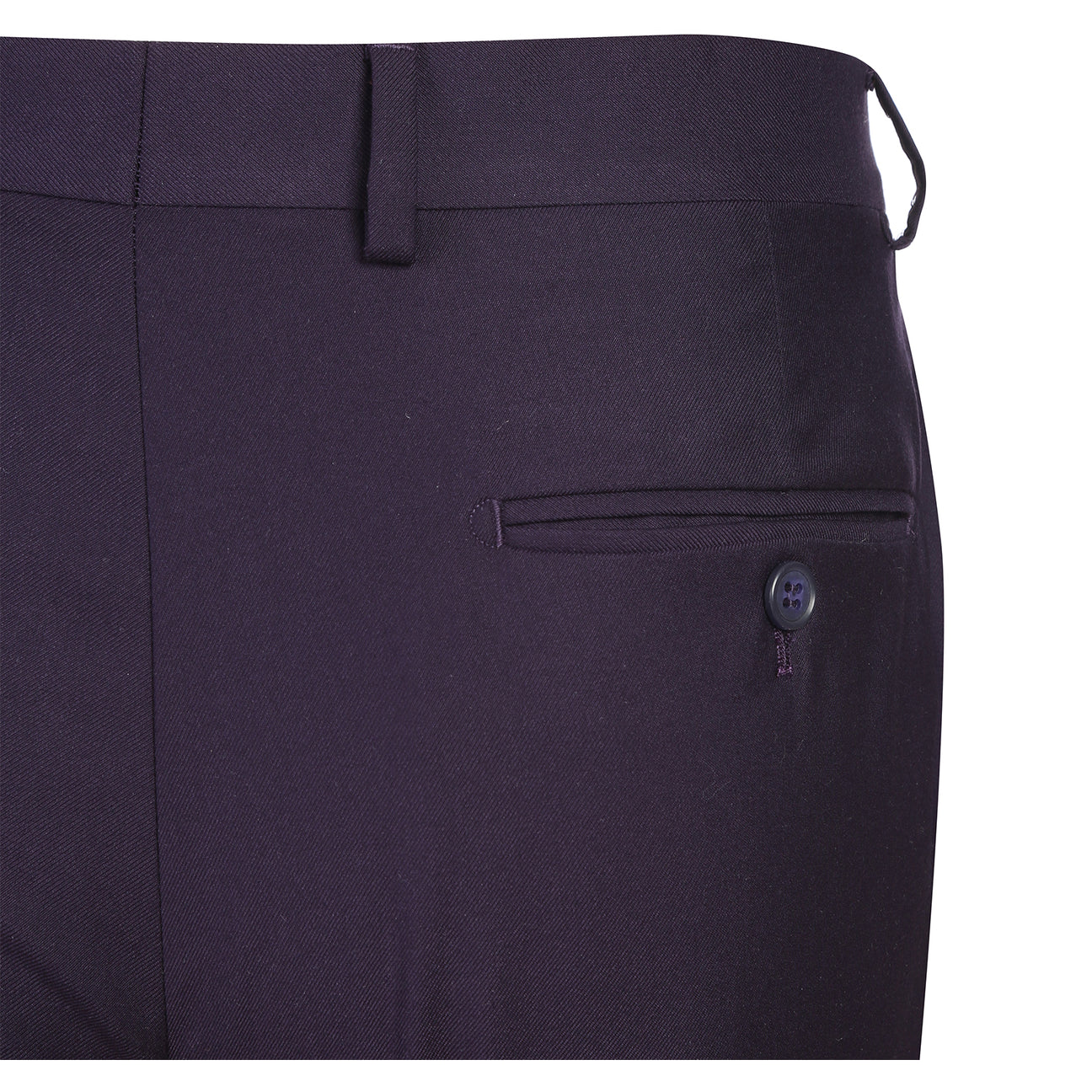 The Alessandro Vitello by Renoir 2-piece purple slim fit suit (201-14) features a single-breasted notch lapel, shown on a mannequin with a white shirt and striped tie.