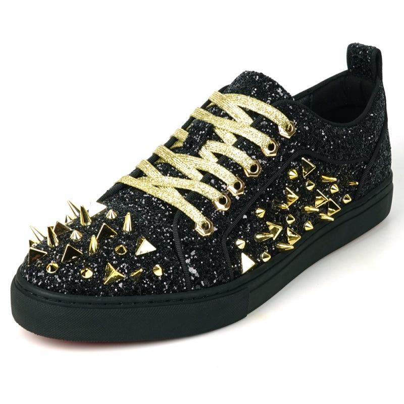 FI-2405 White Spikes High Top Sneakers Encore by Fiesso