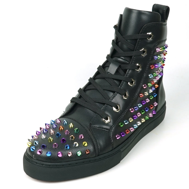 FI-2429 Gold Glitter Gold Spikes Low Cut Sneaker Encore by Fiesso