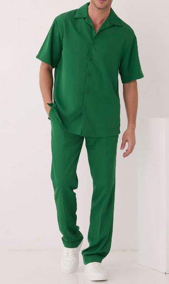 The Inserch 2pc Set features a white short-sleeve microfiber button-up shirt with a spread collar, laid flat on a light background. Brand: Inserch.