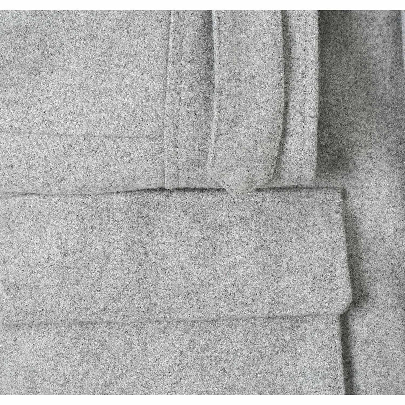 The ENGLISH LAUNDRY Gray Short Coat EL84-01-092 by English Laundry features a collar, single-breasted front buttons, and two large patch pockets in a wool-blend fabric.