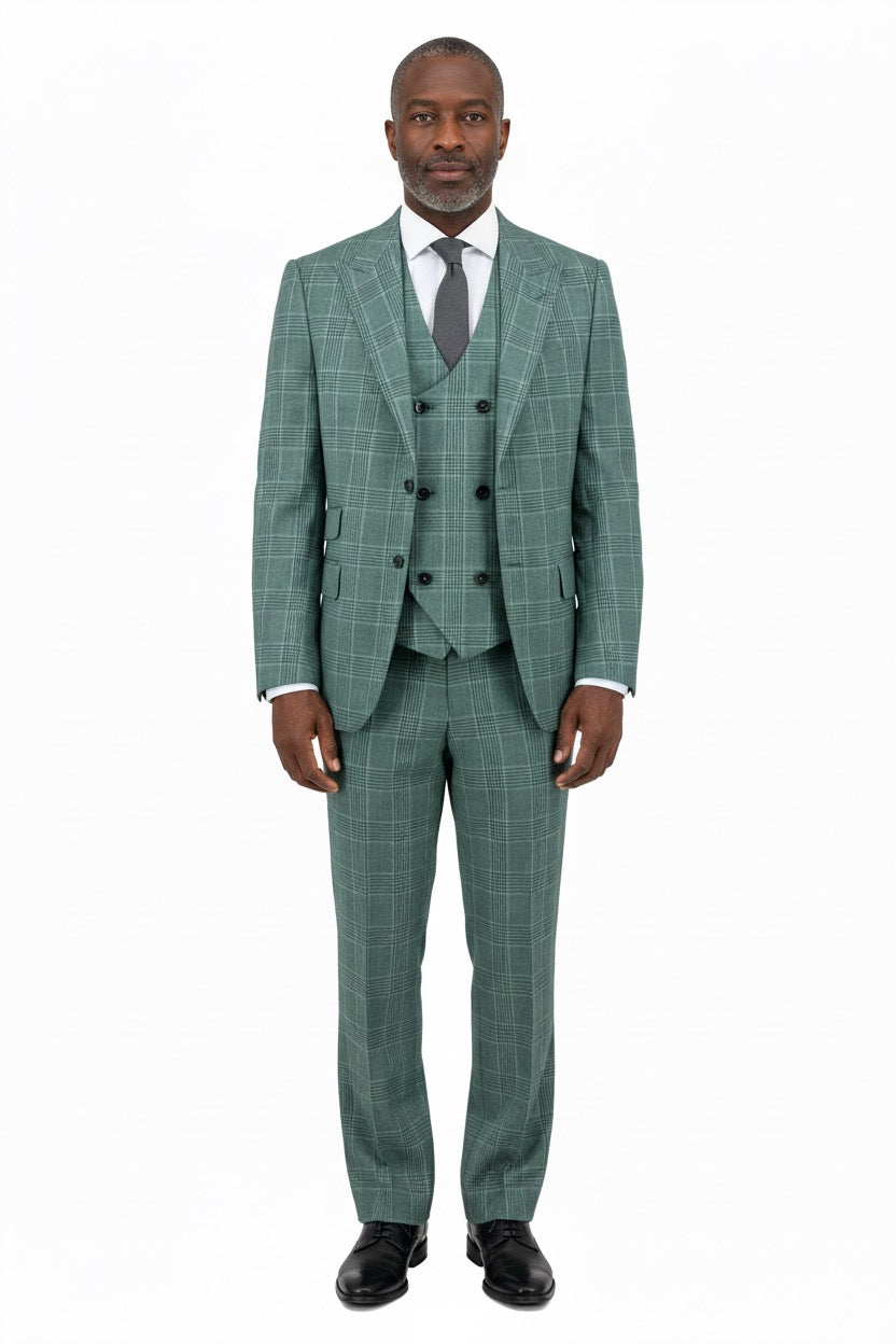 Tiglio Luxe Forest Green Pistoia, Modern Fit Pure Wool Men’s Suit TIG4186 main image 0