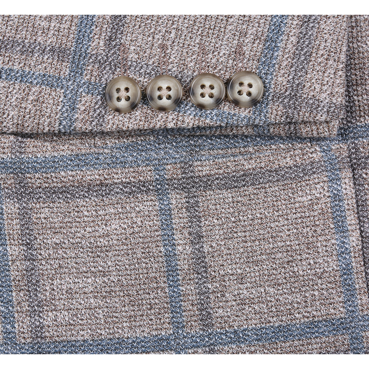 The Pellagio Camel Men's Slim Fit Riserva Jacket PS26-13 is styled on a mannequin with a white shirt, green patterned tie, and blue pocket square for a refined slim fit look.