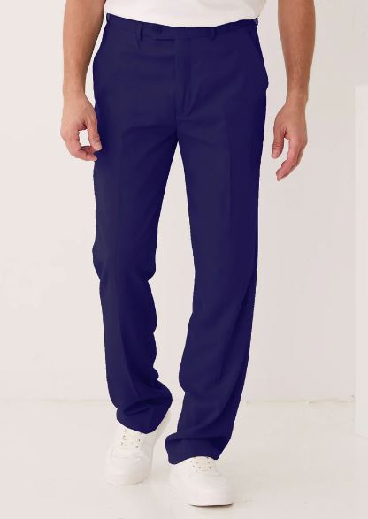 The Inserch 2pc Set features a regular fit, short-sleeve, button-up microfiber shirt and pants in solid navy blue by Inserch, laid flat on a light background.