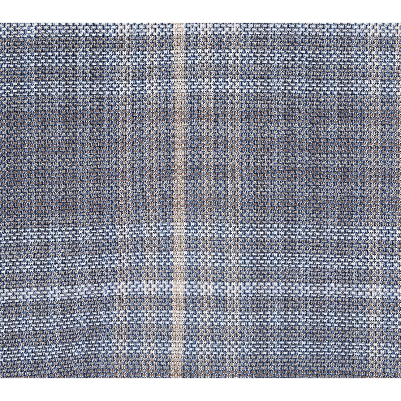 The Alessandro Vitello by Renoir New Slim Fit Sport Coat 565-3, a gray plaid wool-blend design with a notch lapel and side vents, is paired with a white dress shirt, brown patterned tie, and an orange pocket square.