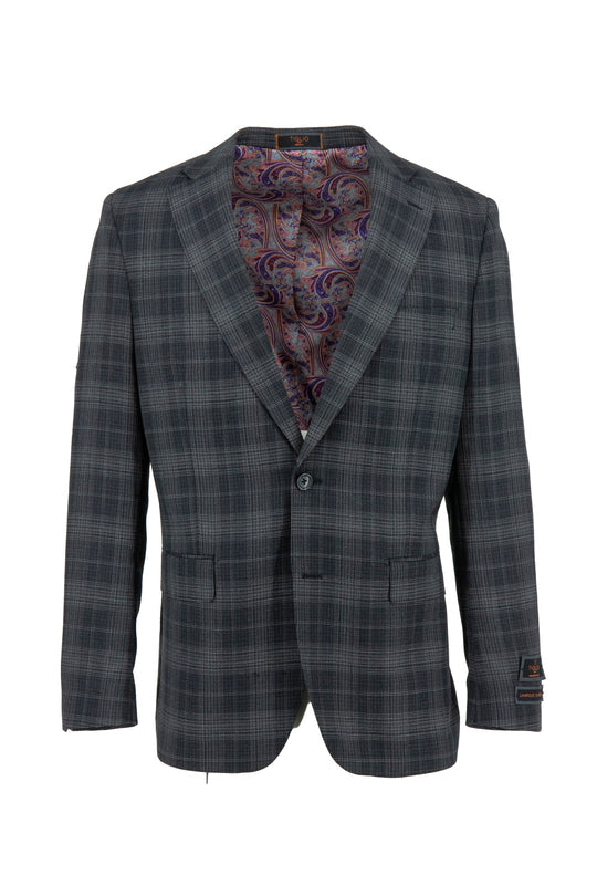 Tiglio Luxe Black with Grey Micro Design and Windowpane Prosecco, Modern Fit Pure Wool Suit & Vest TL4081
