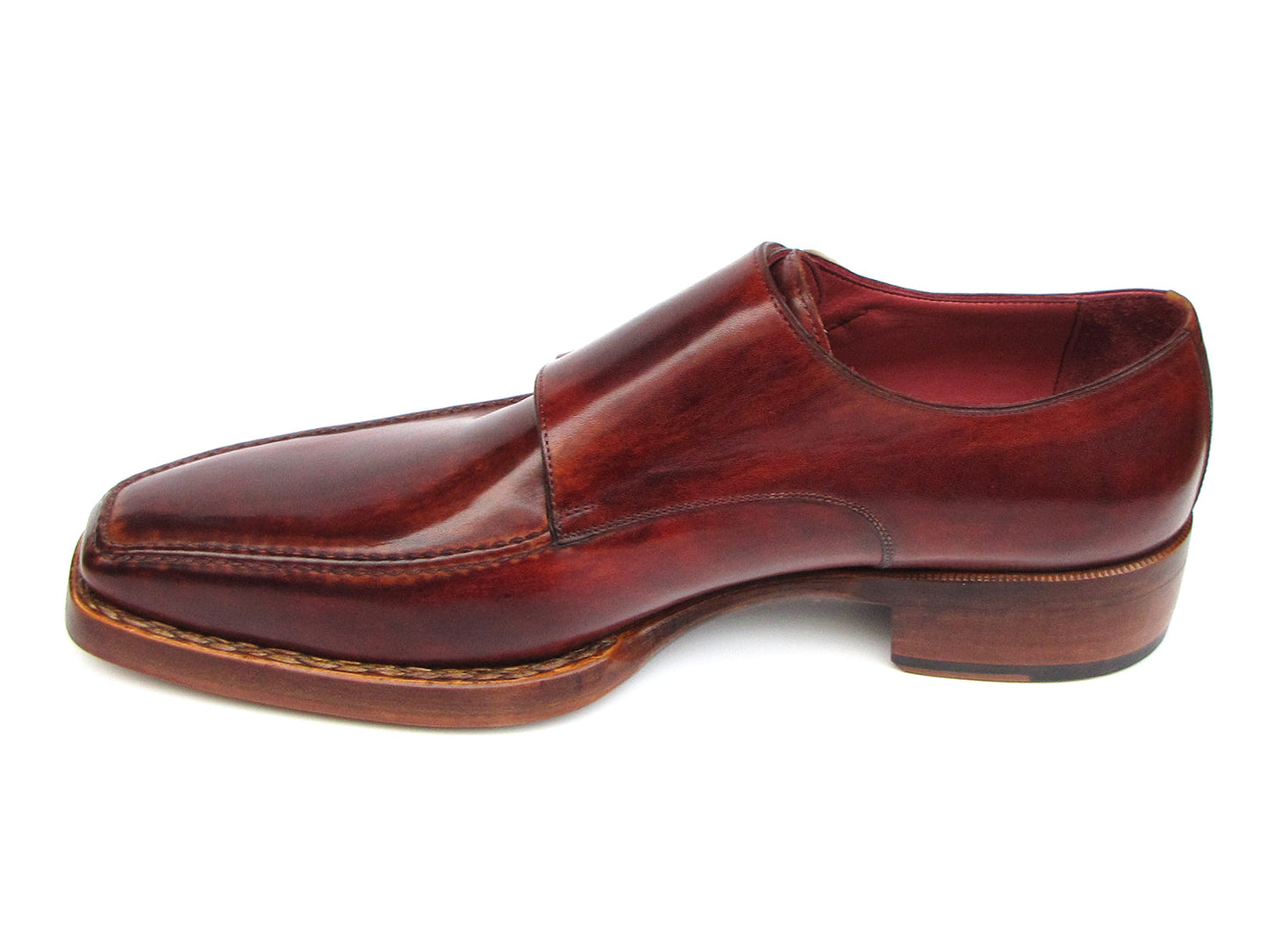 Paul Parkman Double Monkstrap Goodyear Welted Shoes - 061-BRD: Men's handmade brown leather monkstraps by Paul Parkman, featuring a polished finish and sturdy wooden soles.