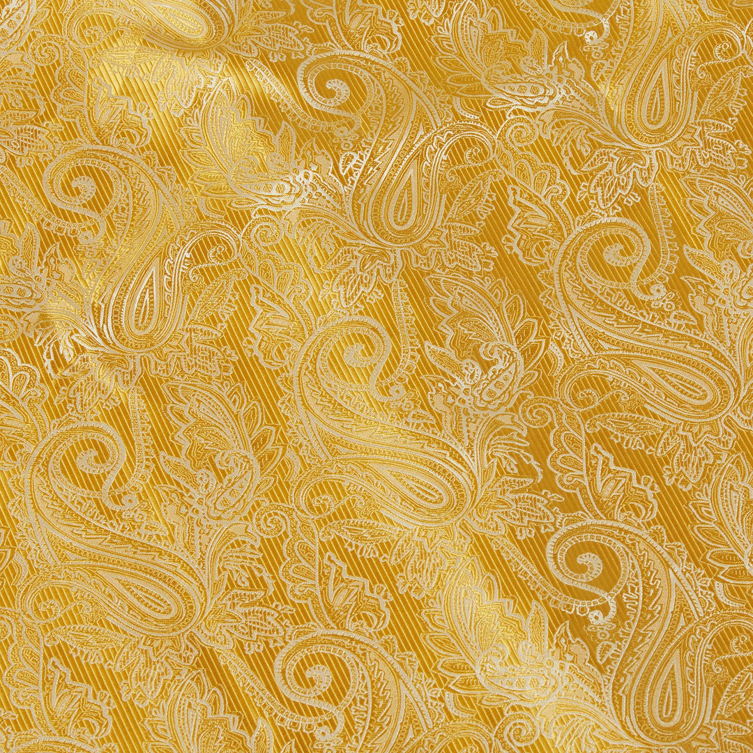 A folded Inserch Long Sleeve Paisley Jacquard Shirt LS005-38 Gold, a men's regular fit shirt featuring a gold paisley design, elegant look, and an Inserch logo label on the collar.