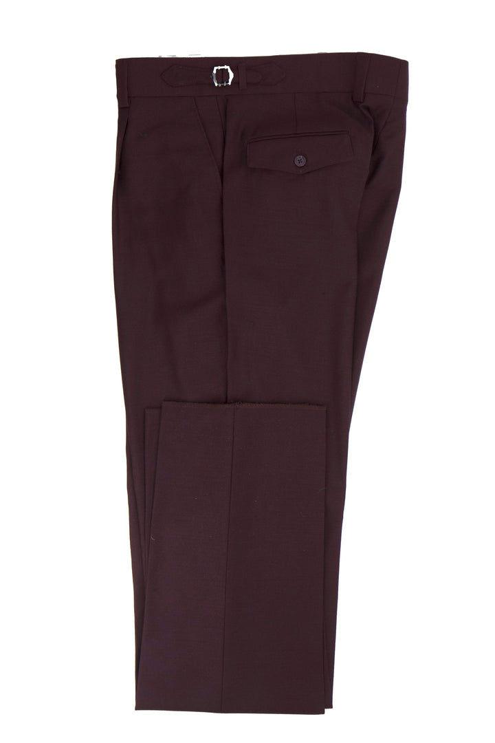 Tiglio Luxe Burgundy Semi-Wide Leg Wool Marbella Dress Pants Unique Design Menswear Tiglio Luxe Burgundy Semi-Wide Leg Wool Marbella Dress Pants Unique Design Menswear