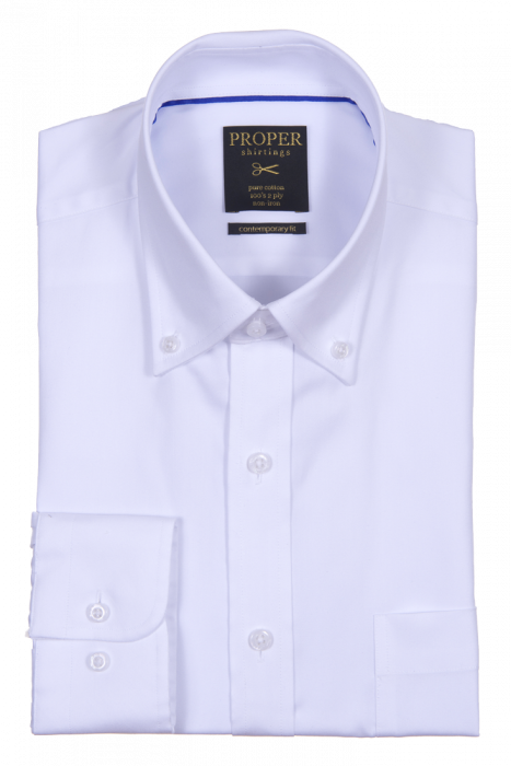 PROPER SHIRTINGS White CONTEMPORARY FIT REGULAR CUFF N100CC0R-WHT 14.5 32/33