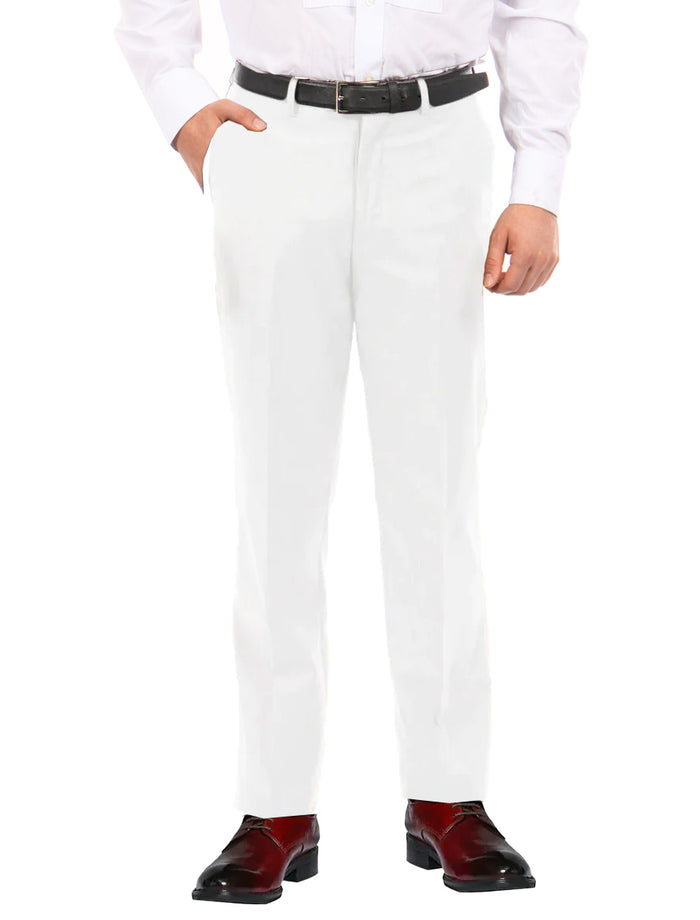 Luxurious Wool Feel Flat Front Pre-Hemmed Dress Pants White ON-900 32x30