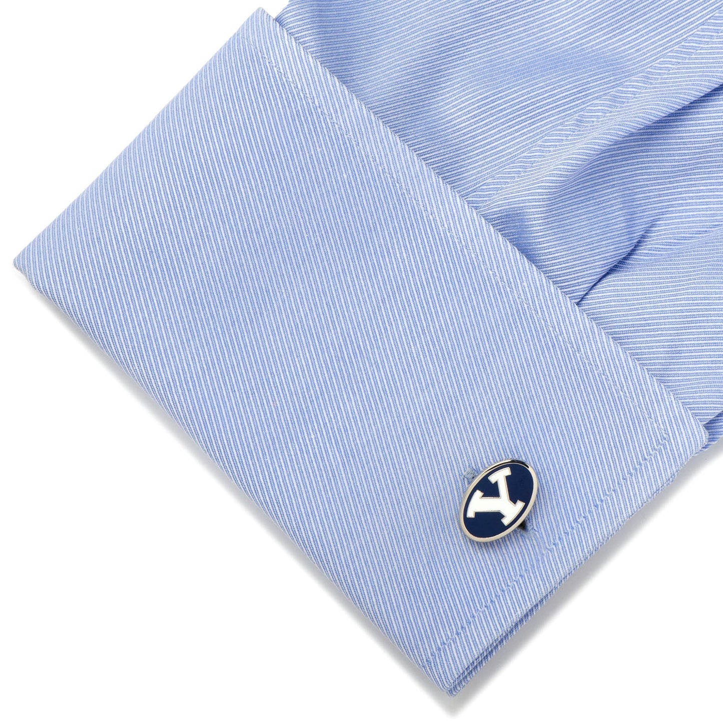 Show off your team pride with Cufflinks.com’s NCAA Brigham Young University Cufflinks, featuring a bold white "Y" on dark blue with silver edging—an ideal addition to any collegiate cufflink collection.