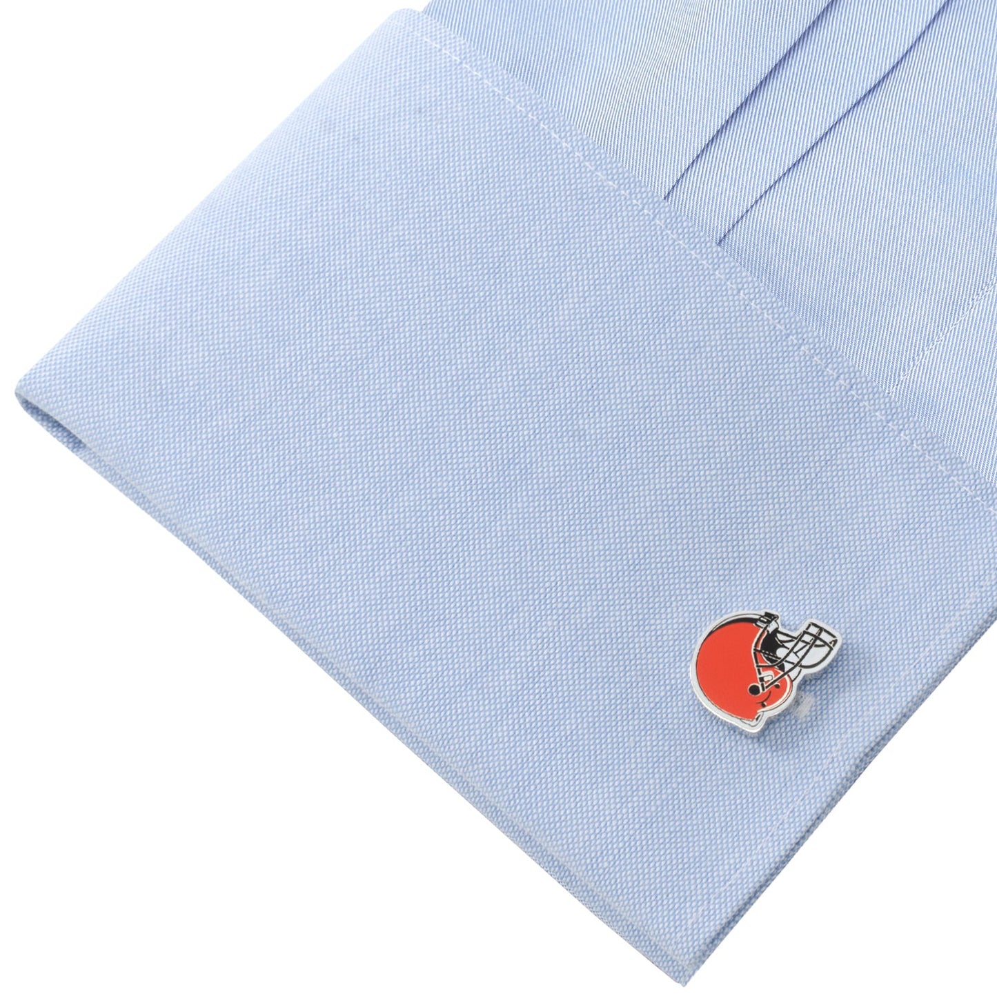 Show your team spirit with NFL Cleveland Browns Cufflinks by Cufflinks.com, featuring orange football helmet designs with black and white details—ideal for any fan.