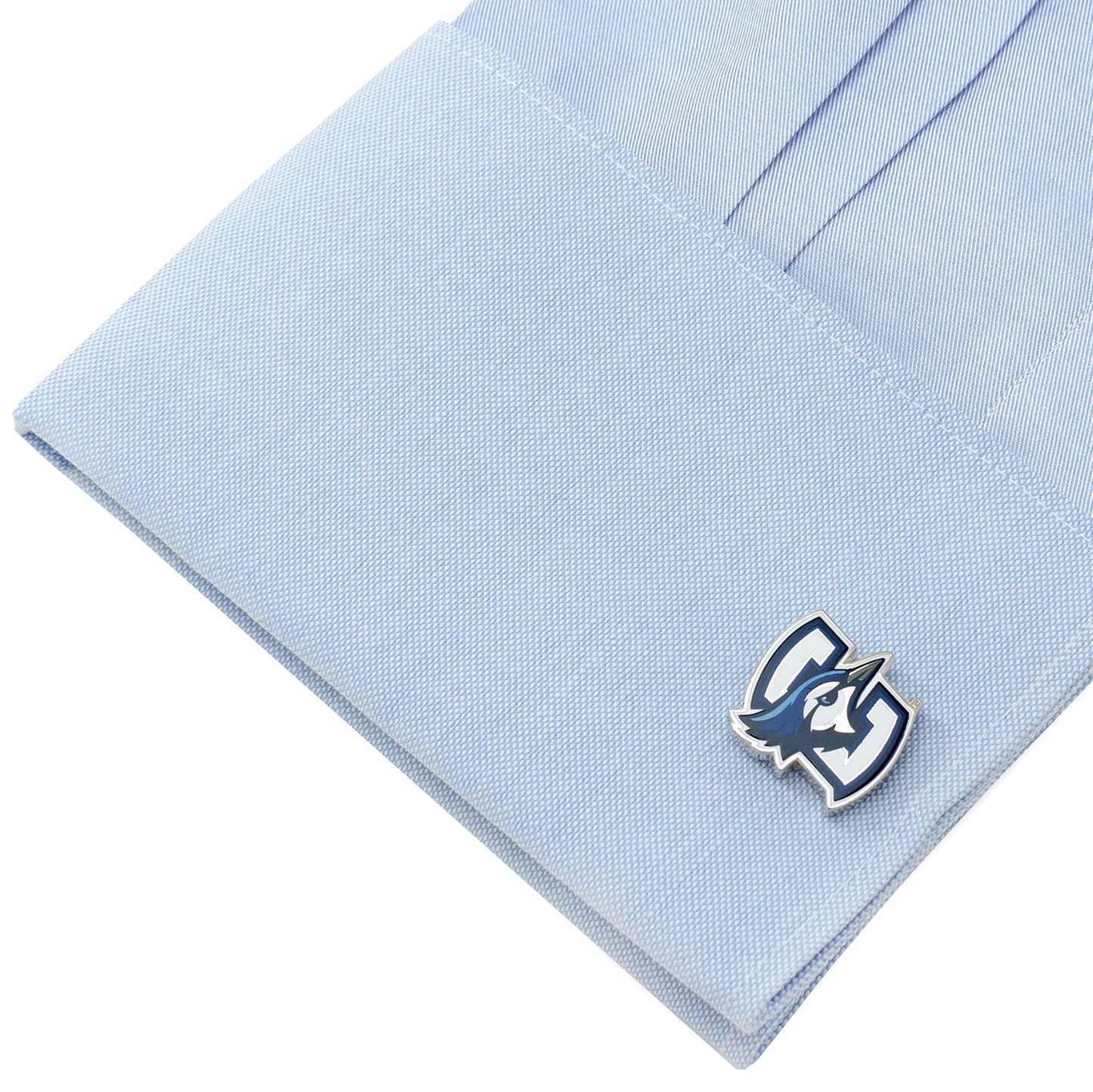 Display your school pride with NCAA Creighton University Cufflinks by Cufflinks.com, featuring a blue jay head and bold blue "C" on white. Officially licensed, they’re perfect for any dedicated fan.