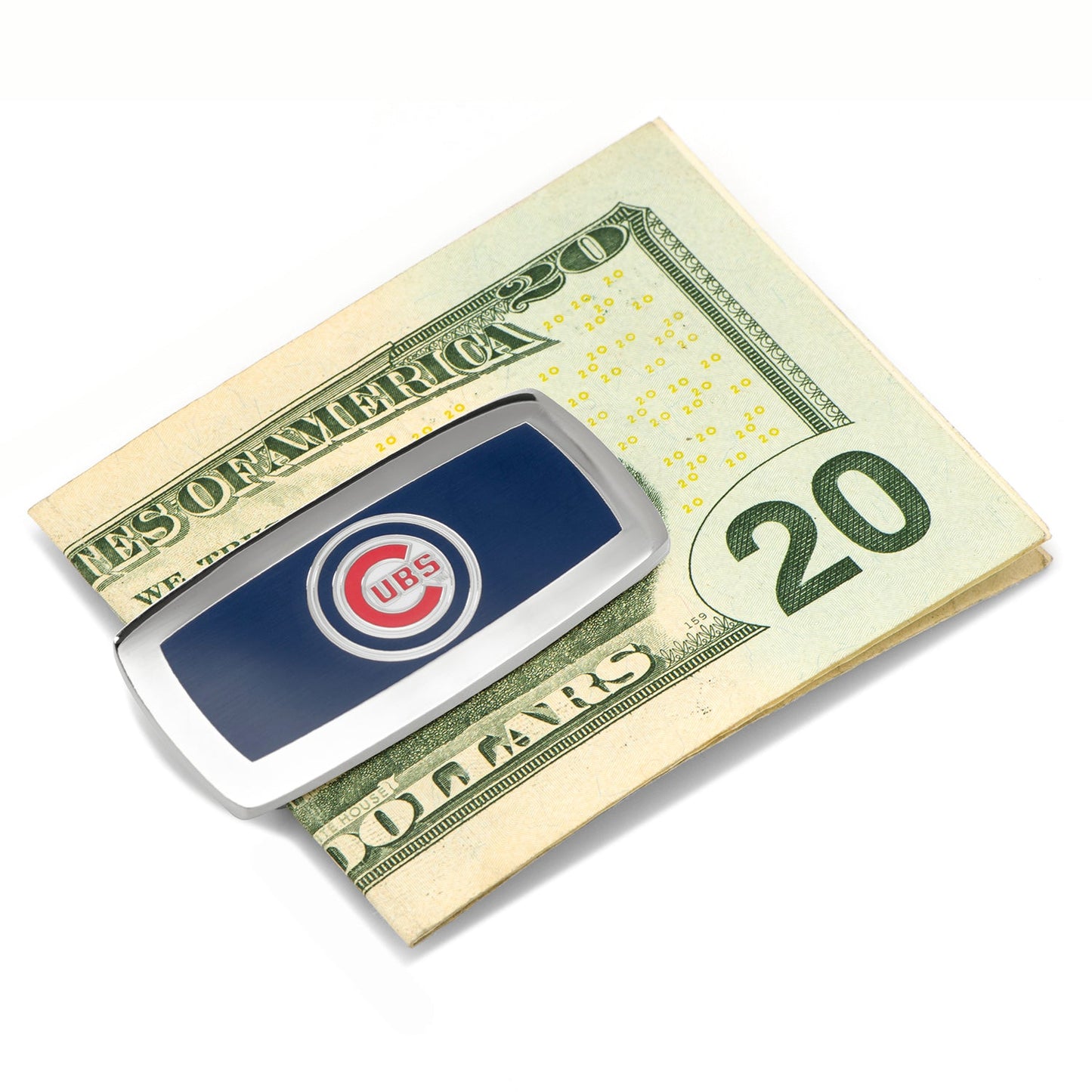The MLB Chicago Cubs Cushion Money Clip by Cufflinks.com features a blue background and team logo—an officially licensed accessory ideal for fans wanting to display their team pride in style.