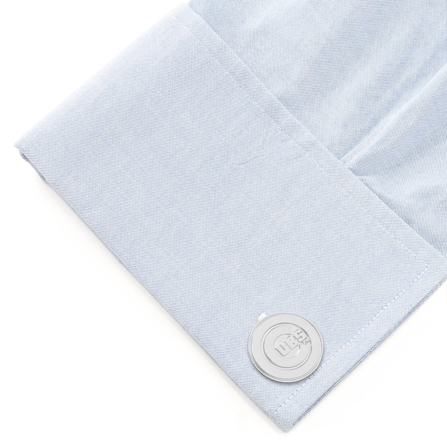 The MLB Chicago Cubs Silver Edition Cufflinks by Cufflinks.com feature the team's logo engraved at the center of each silver cufflink.