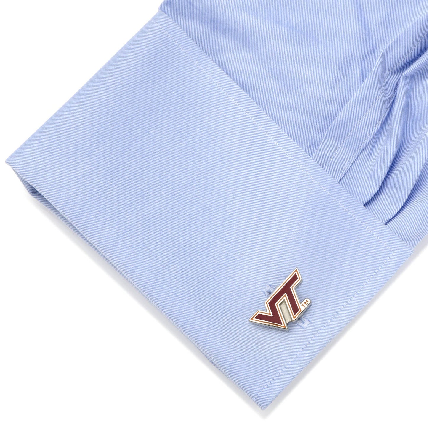 The NCAA Virginia Tech Hokies Cufflinks by Cufflinks.com feature a silver finish with the "VT" logo in maroon and orange.