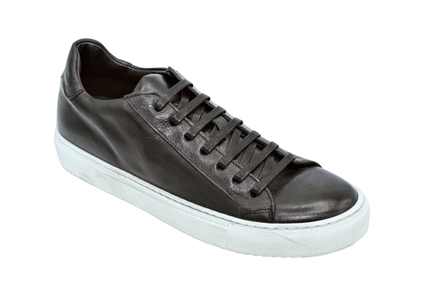 A single GIOVACCHINI Ricardo Black Nappa Sneaker with a white rubber sole is shown on a white background.