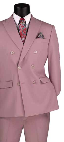 A mannequin in the Vinci Suits' Slim Fit 2 Piece Stretch Fabric Suit in Lilac SDB-1, featuring a double-breasted design, patterned pocket square, and paisley tie, stands against a white background.