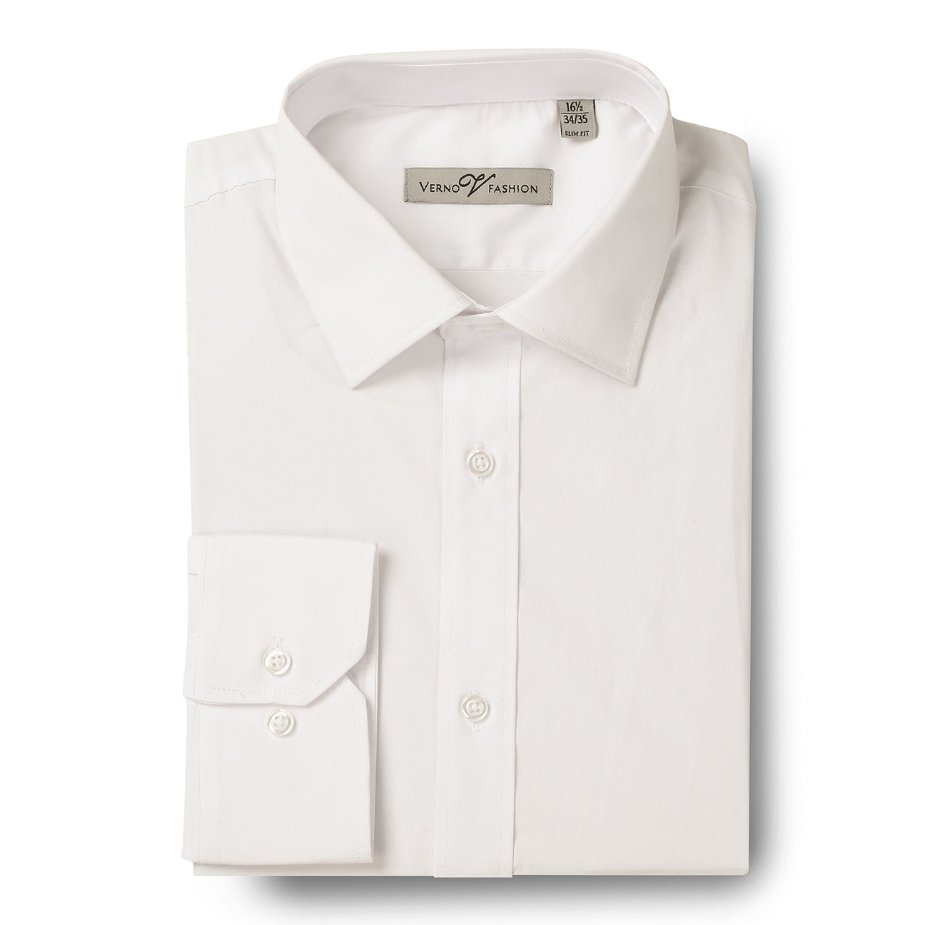 VERNO Ivory Slim Fit Long Sleeve Stretch Dress Shirt TCS02-SL L (16) Sleeve: 36/37 VERNO Ivory Slim Fit Long Sleeve Stretch Dress Shirt TCS02-SL L (16) Sleeve: 36/37