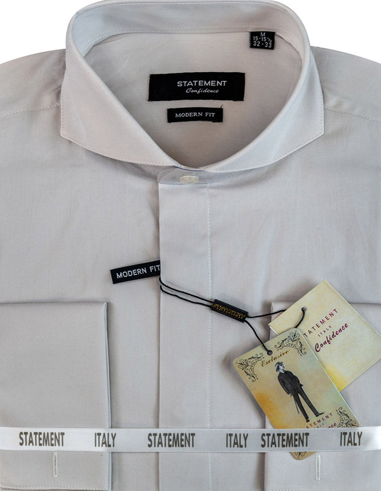 STATEMENT CLOTHING | COTTON SPREAD COLLAR DRESS SHIRT SP-100-GRAY 16-16.5 36-37 C STATEMENT CLOTHING | COTTON SPREAD COLLAR DRESS SHIRT SP-100-GRAY 16-16.5 36-37 C