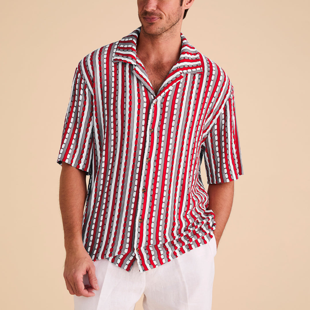 Inserch Crepe Camp Collar Shirt SS9356-00011 Navy Blue main image 1