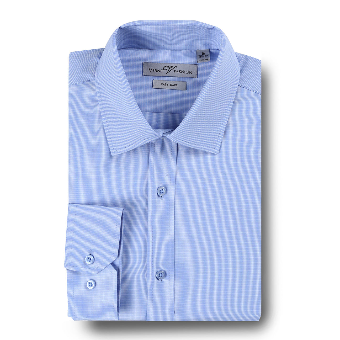VERNO Light Blue Slim Fit Cotton Easy Care Dress Shirt SS210 XL (17.5) Sleeve: 36/37 VERNO Light Blue Slim Fit Cotton Easy Care Dress Shirt SS210 XL (17.5) Sleeve: 36/37