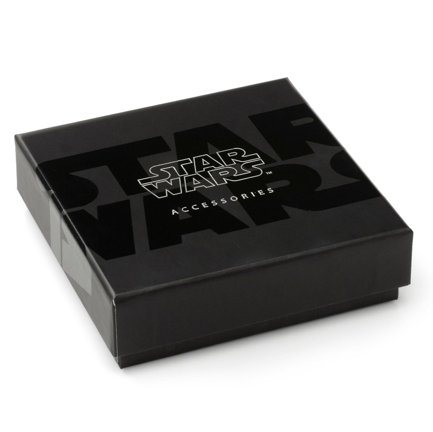 The Star Wars Darth Vader Light Saber Bracelet and Tie Clip Gift Set by Cufflinks.com features a black braided leather bracelet with lightsaber clasp and a matching tie clip—an ideal gift for any Star Wars fan.