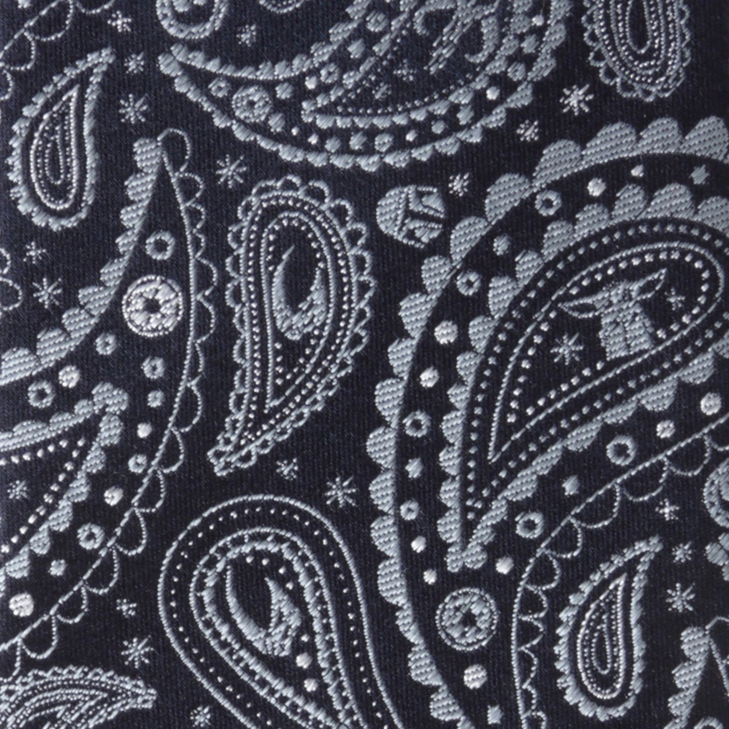 The Star Wars Mandalorian Blue Paisley Tie by Cufflinks.com features a subtle white pattern, making it an ideal accessory for fans wanting a classy nod to their favorite galaxy.