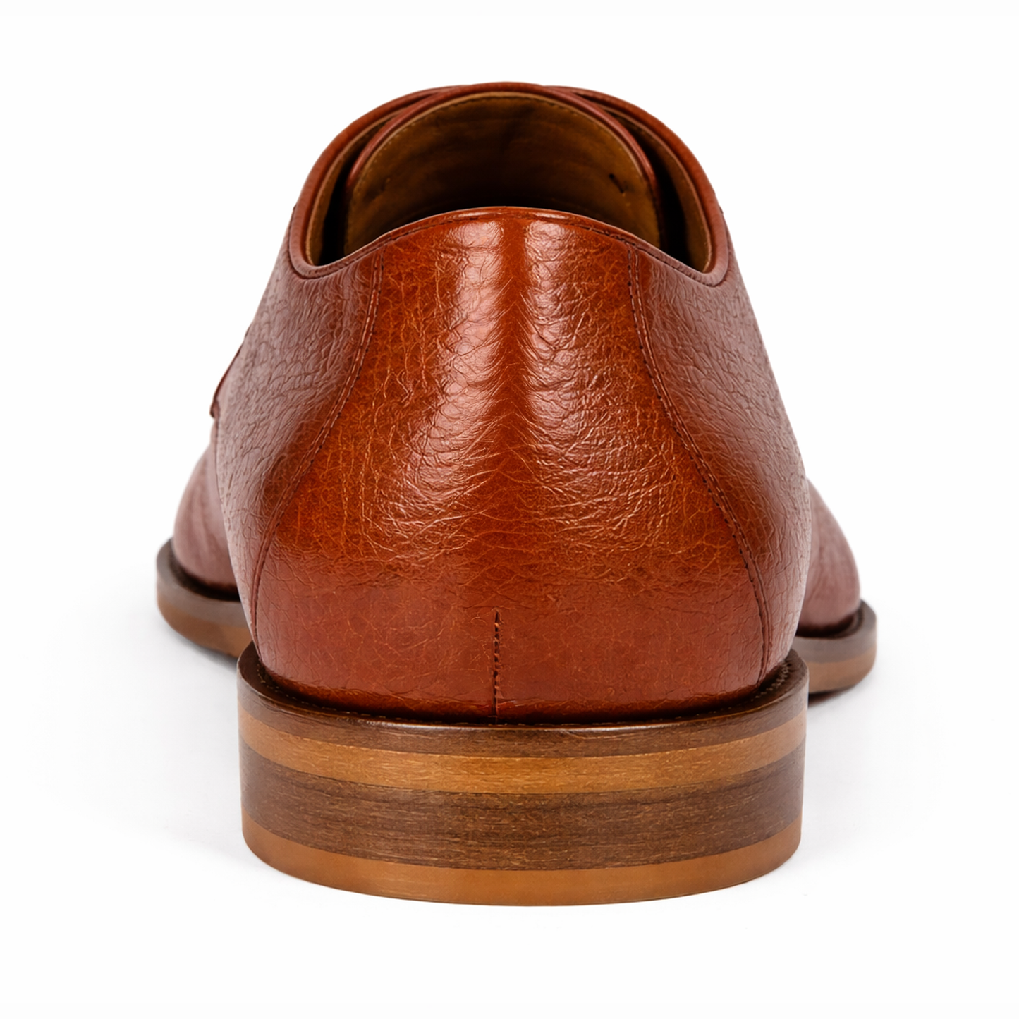 The Belvedere Spada 114008 is a brandy brown genuine ostrich leather dress shoe with laces, a low heel, and textured finish from BELVEDERE, displayed against a white background.
