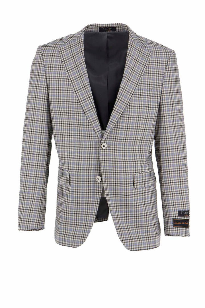 Tiglio Luxe Slate Grey with Windowpane, Dolcetto Modern Fit, Pure Wool Suit TL3156