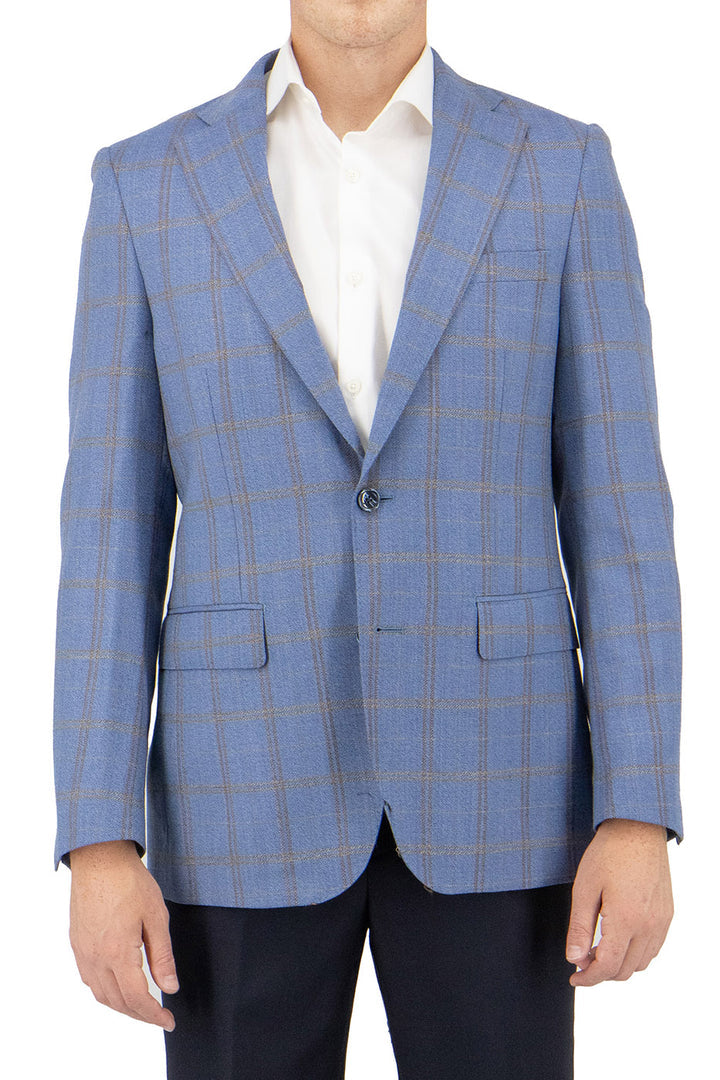 Tiglio Luxe Dark Blue Denim with Stripes Dolcetto/THP Modern Fit Half Lined, Pure Wool Jacket TL3320 main image 1