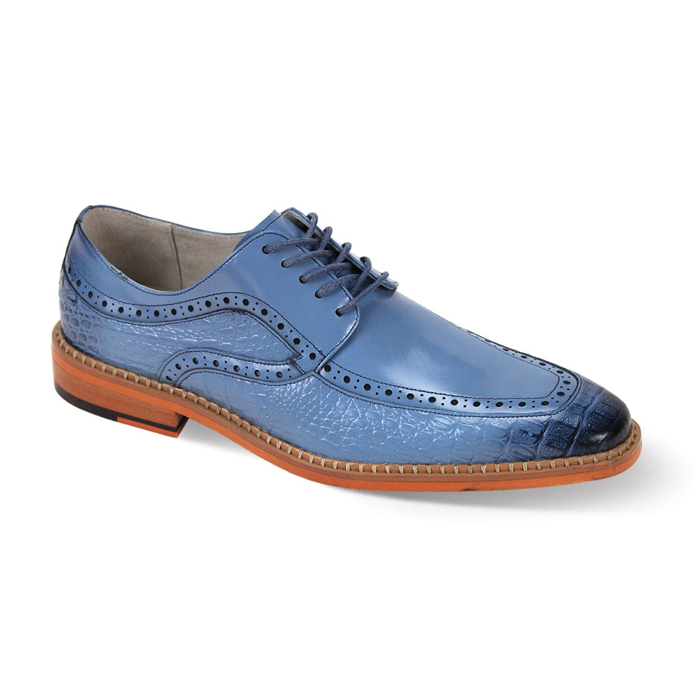 Giovanni Terence Light Blue Leather Shoes – Unique Design Menswear