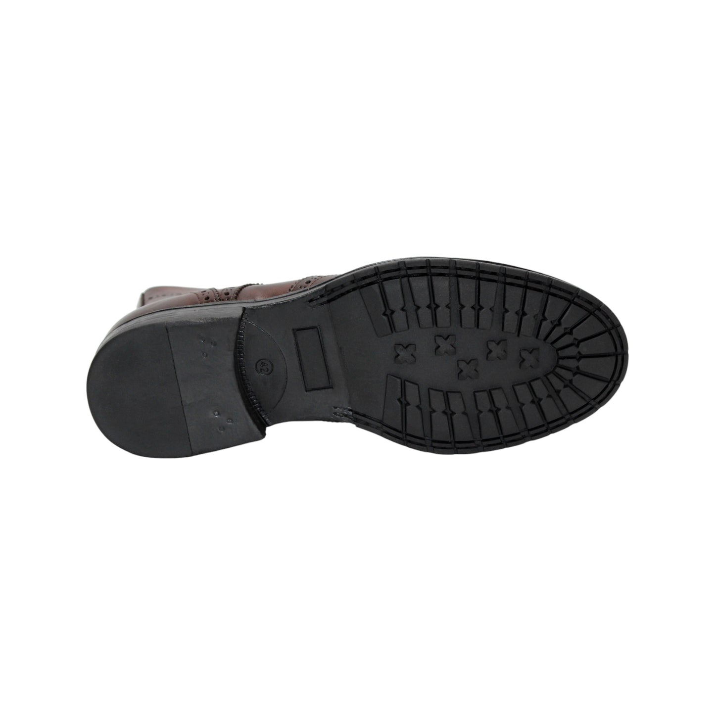 The Firmani Daniel Brown by Firmani is a brown genuine leather brogue boot with wingtip details and laces, displayed side view on a white background.