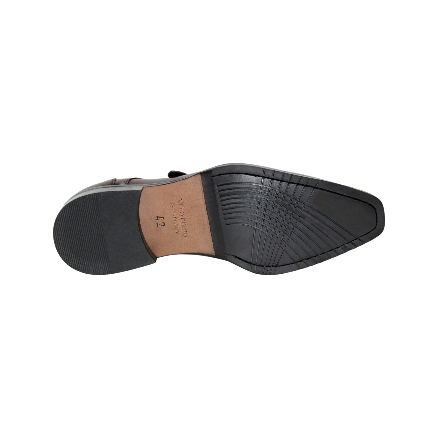 The Firmani Duncan Chocolate men's dress shoe features brown Italian leather, a silver buckle, and perforated detailing, displayed in side profile on a white background.