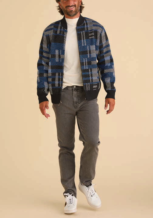 Inserch Stripe Baseball Sweater Jacket SW610-121 Earth main image 1
