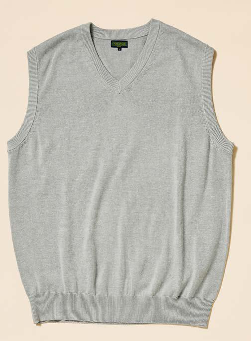 The Inserch Cotton Blend V-Neck Sweater Vest Gray 4508 by Inserch is a light gray, sleeveless sweater vest made from a soft cotton-acrylic blend, shown laid flat on a beige background.