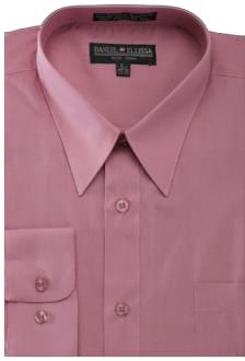 The Daniel Ellissa Basic Dress Shirt DS3001 in rose features a button-down front and a pointed collar with convertible cuffs.