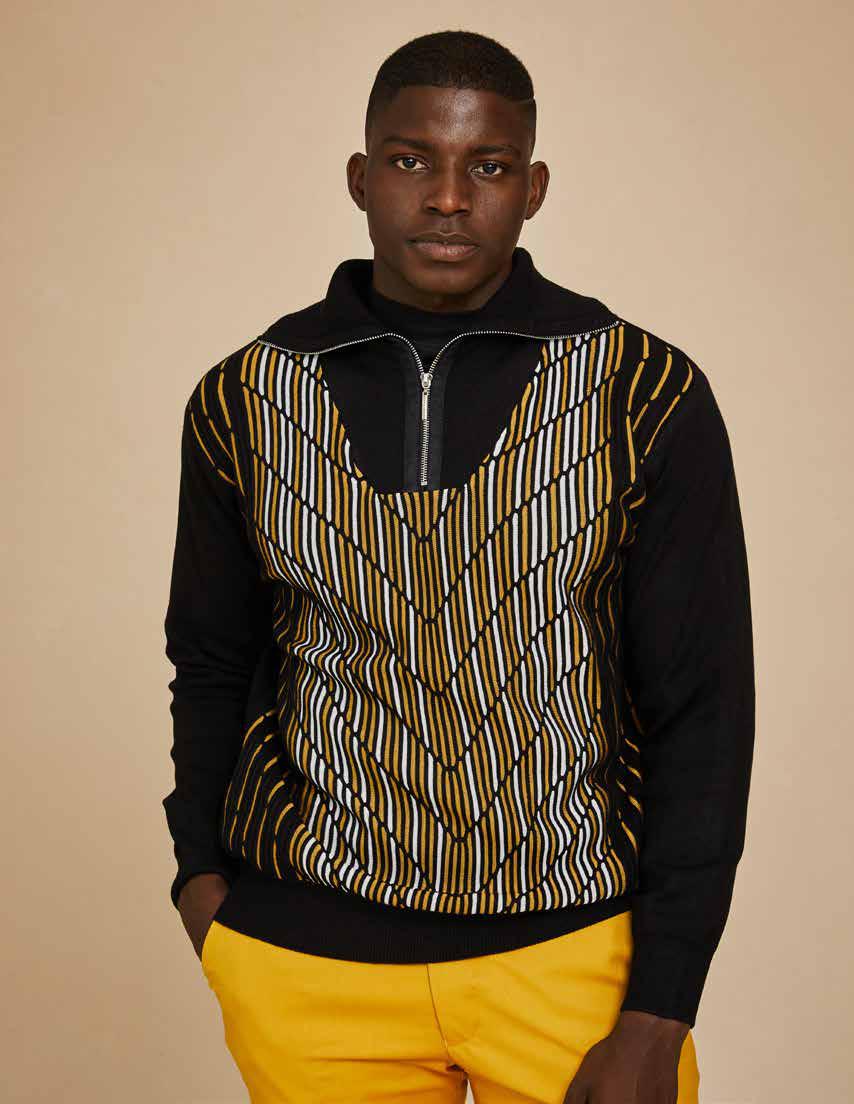 Inserch Geo Intarsia Half-Zip Sweater SW608-01 Black – Unique