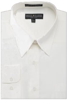 An ivory long-sleeve dress shirt with buttons and a front pocket from Daniel Ellissa, featuring convertible cuffs.