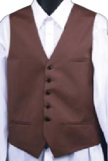 The DANIEL ELLISSA WAITER VEST VW01 BROWN from Daniel Ellissa, when paired with a white dress shirt, enhances sophistication with its slim cut and fabric for a sharp look.