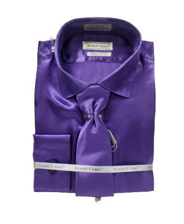 Avanti Uomo Satin Slim Fit w/ Tie DNS06 Purple M
