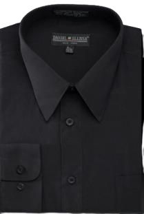 DANIEL ELLISSA BASIC DRESS SHIRT in black featuring a collar and convertible cuffs.