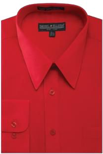 Daniel Ellissa's DS3001 red collared dress shirt features a front pocket and includes a tag inside the collar.