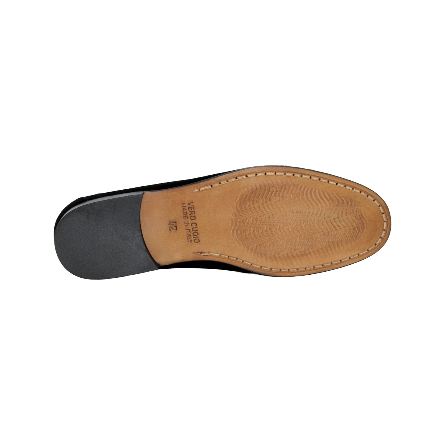 The Duca Di Matiste Duca Termoli Black is a handcrafted Italian suede loafer with a leather sole, low heel, and silver bit detail, shown side view on a white background—ideal for luxury footwear seekers.