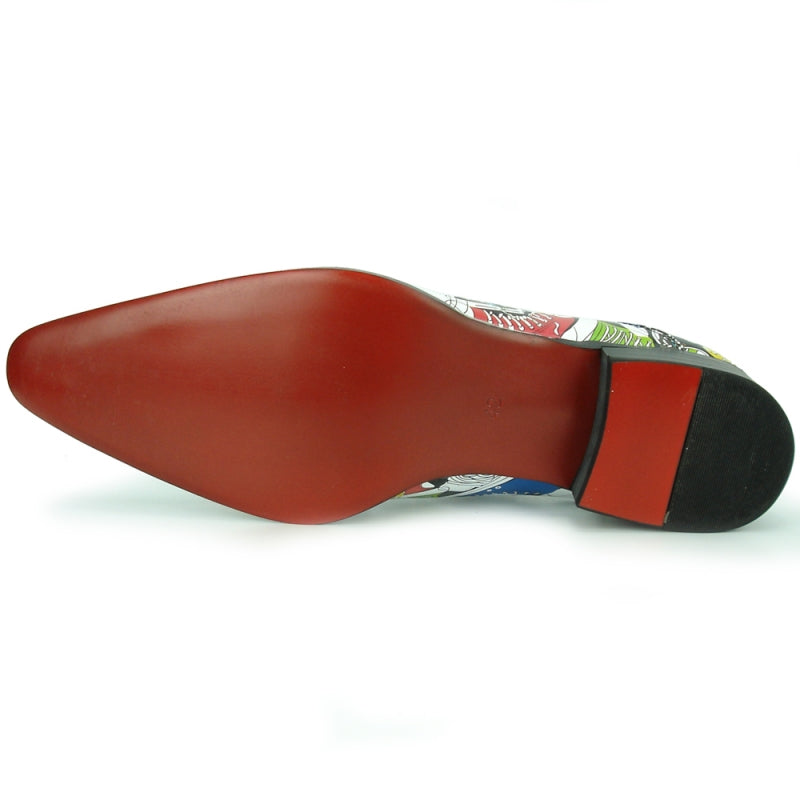 The FI-7276 Multi Fiesso by Aurelio Garcia from the brand Fiesso seamlessly blends the sophistication of a dress shoe with a dynamic, multicolored sneaker-inspired pattern on its leather upper and includes a cushioned insole for all-day comfort.