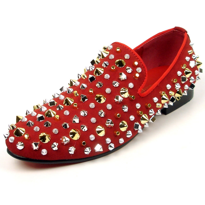 FI-7436 Red Suede Silver/Gold Spikes Fiesso by Aurelio Garcia FI-7436 Red Suede Silver/Gold Spikes Fiesso by Aurelio Garcia
