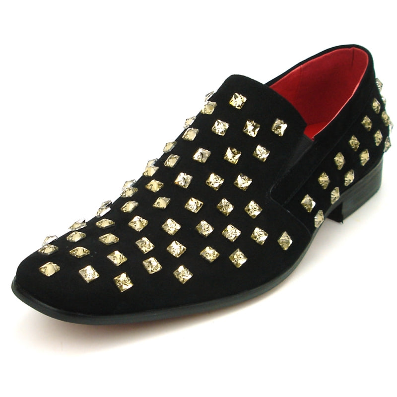 Fiesso Black Suede Gold Crystal Loafers 8 Fiesso Black Suede Gold Crystal Loafers 8